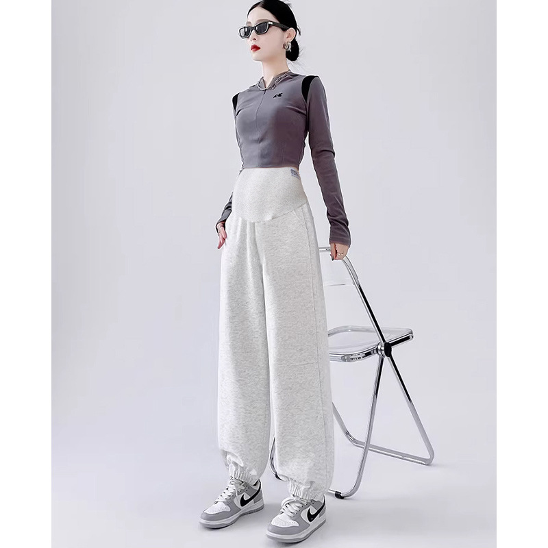 Picture of No Belly Hip Big O-shaped Legs Thick to Cover Flesh Slim Sports Pants Fashionable Loose Pregnant Women's Pants Spring and Autumn Loose Long Pants