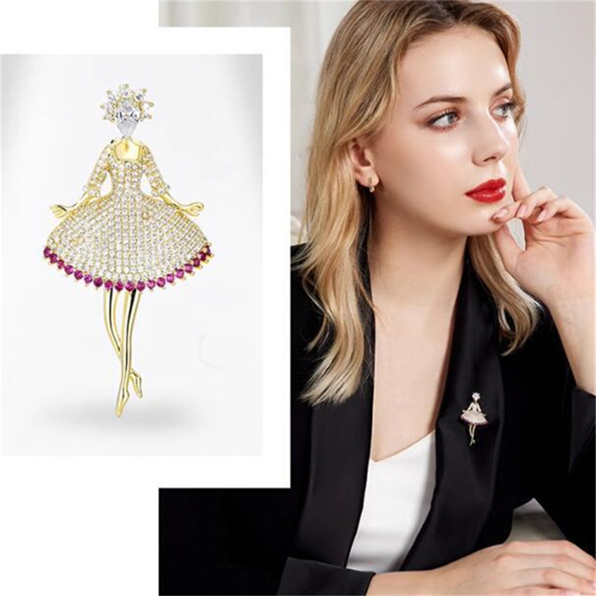 Exquisite French creative ballet girl brooch temperament fashion light luxury high sense pin accessories wholesale