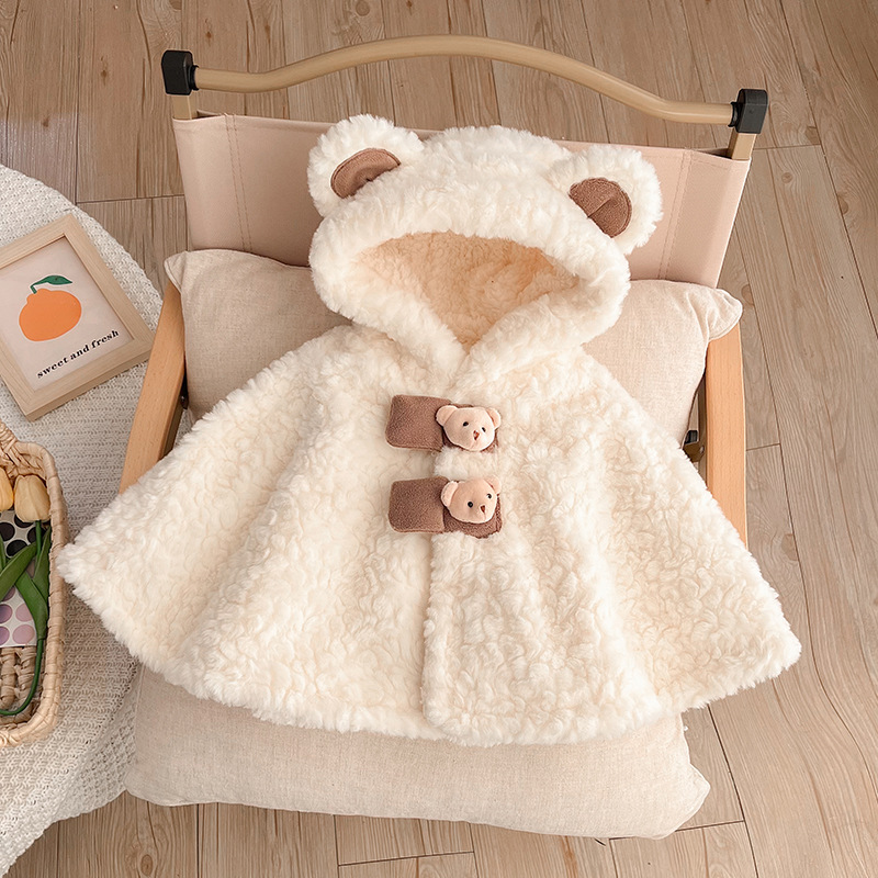 Picture of Baby Clothes Autumn and Winter Coat Woolen Sweater Climbing Wear Super Cute Baby fleece-lined Cotton-padded Coat Winter Warm Windproof Cloak