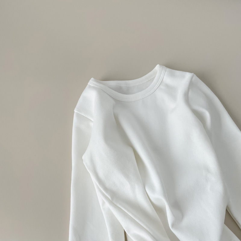 Picture of Children's Pure Cotton Thermal Underwear Boys' Bottoming Shirt Autumn and Winter Girls' Autumn Clothes Single-Piece Top Mid-Children's Half-High Collar Baby