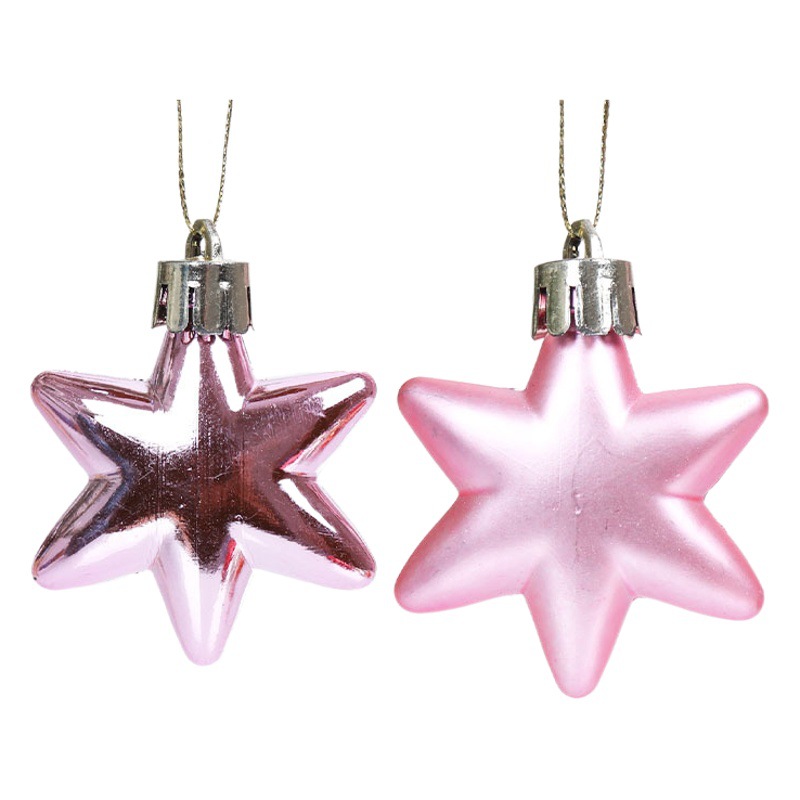 Christmas Tree Decoration Hexagonal Star 5Cm12Pcs Matte Bright Special-Shaped Electroplating Christmas Pendant Festive Atmosphere Arrangement