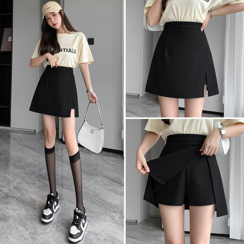 Black Short Skirt Large Size Short Skirt Women's Summer 2022 New Anti-Light High Waist Skirt for Chubby Girls