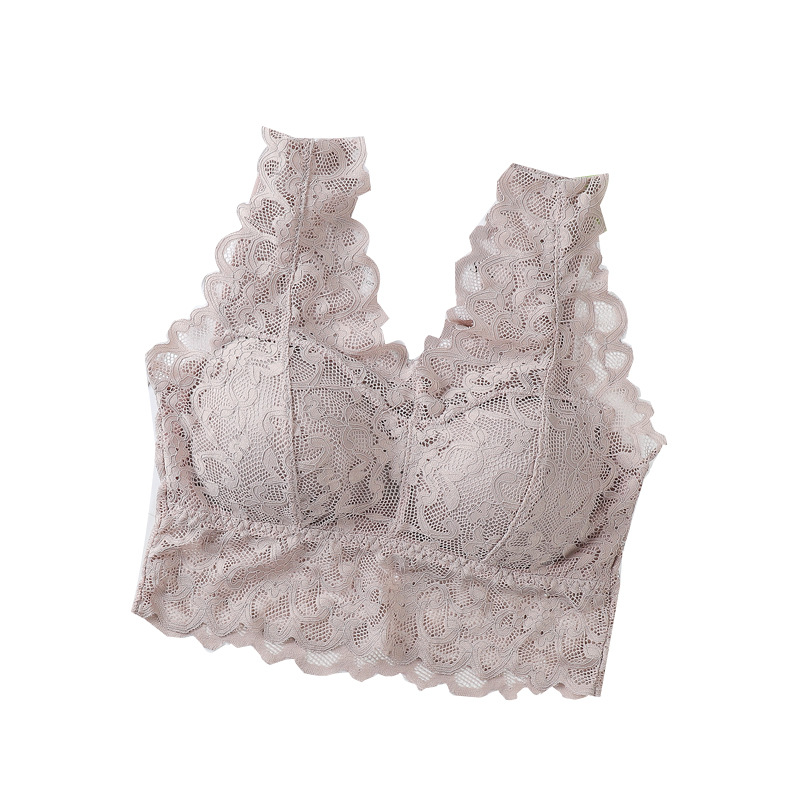 Picture of New Wide Shoulder Strap Lace Beautiful Back Wrapping Chest Tube Top with Chest Pad Base Anti-running Light Sling Vest Sleeping Underwear for Women