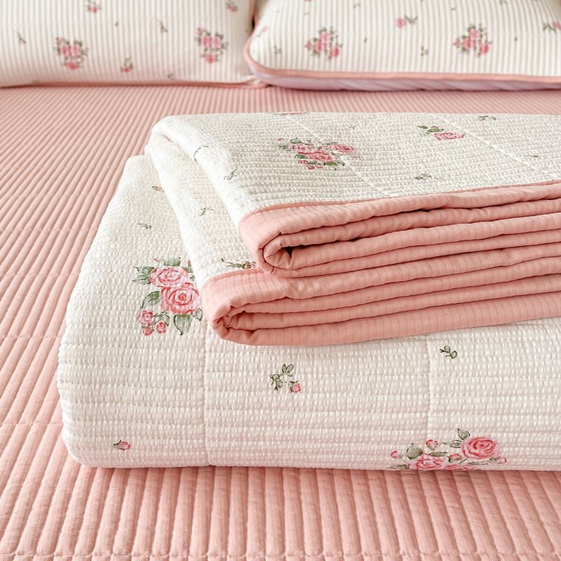 Picture of Mother and Baby Grade a Pure Cotton Bed Cover Three-Piece Set for Naked Sleeping Washed Cotton Cartoon Small Fresh Student Cotton Bed Bed Sheets Bed Cover