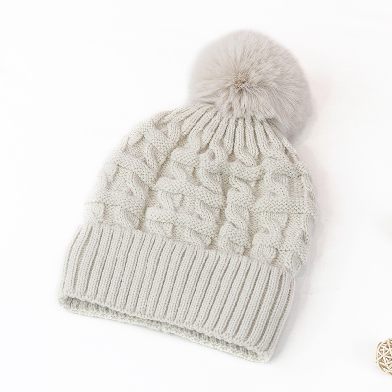 Picture of Hat Women's Korean-style new hat fur ball thickened thick wool knitted hat autumn and winter warm earmuffs hat student fleece-lined