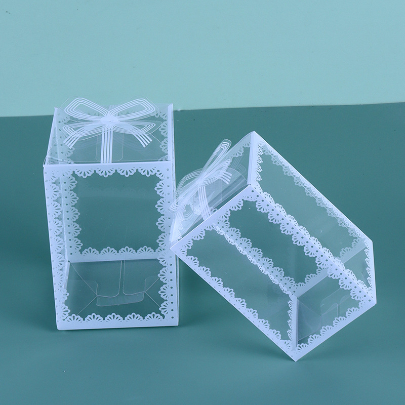 Spot transparent lace PVC plastic box printing transparent gift jewelry PET plastic rectangular folding gift box