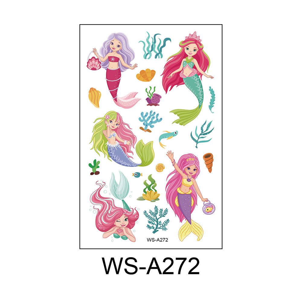 Picture of Cross Border Waterproof Sweat Tattoo Children Cartoon Dream Party Princess Theme Stickers suit Mermaid Tattoo Stickers