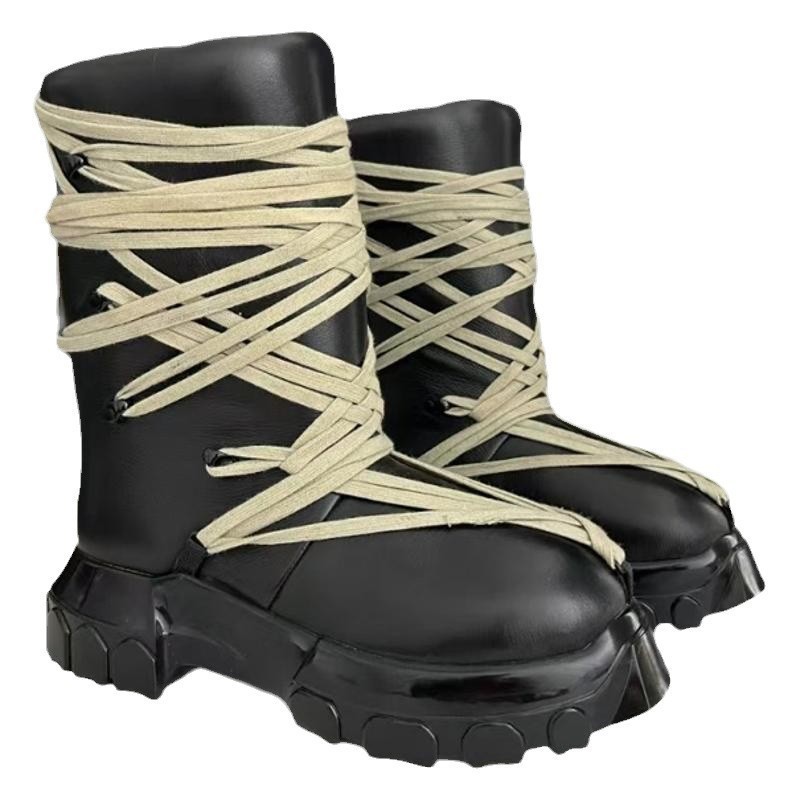 2024 Blast Handsome RO Crazy Strap Boots High Version Dark Style Shoes Retro Martin Boots Winter Warm Snow Boots