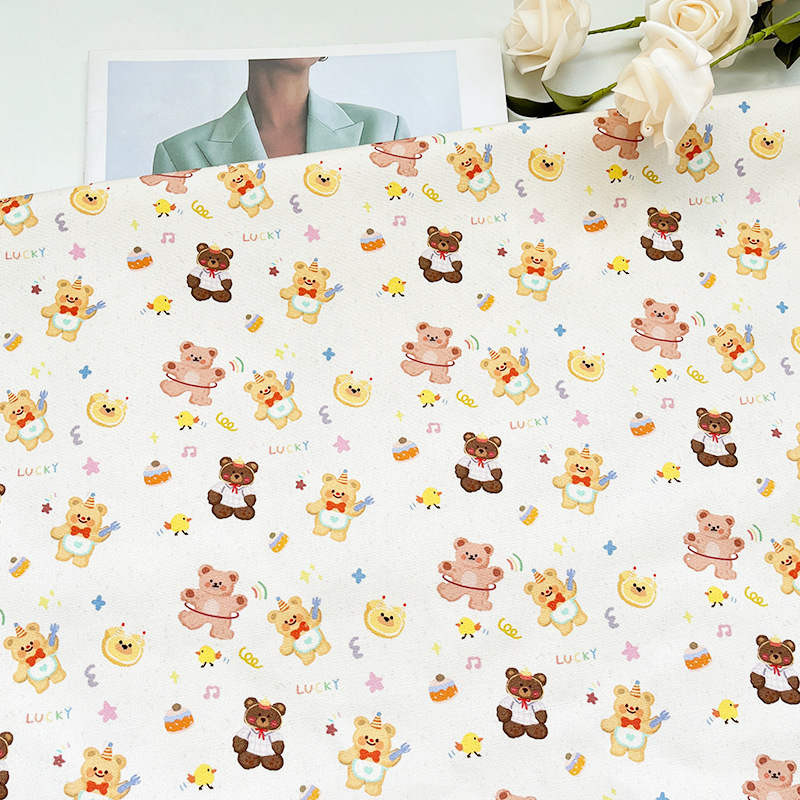 Birthday Hula Hoop Bear Cotton Canvas 1.0m Price Bag Jacket Vest Handmade DIY Fabric