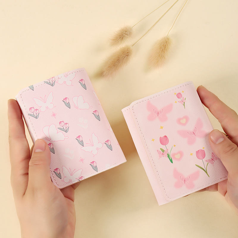 Small Fresh Three-fold Wallet Small Butterfly Creative Multi-functional Storage Coin Purse ID Card Holder Foreign Trade wallet
