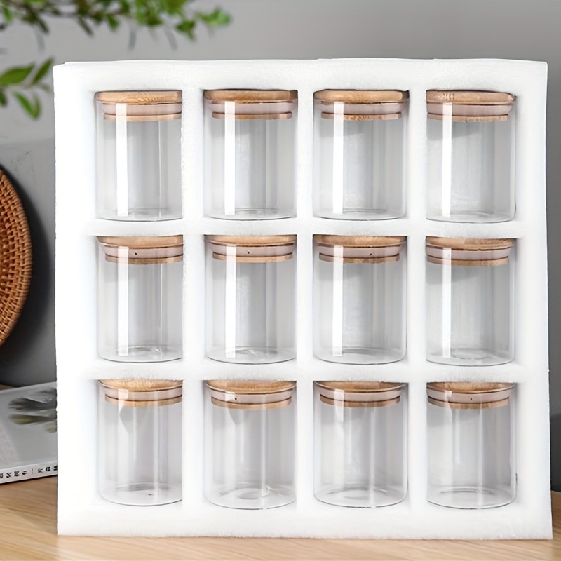 Amazon 12-piece set round glass sealed jar with lid suit kitchen dustproof storage jar tea jar