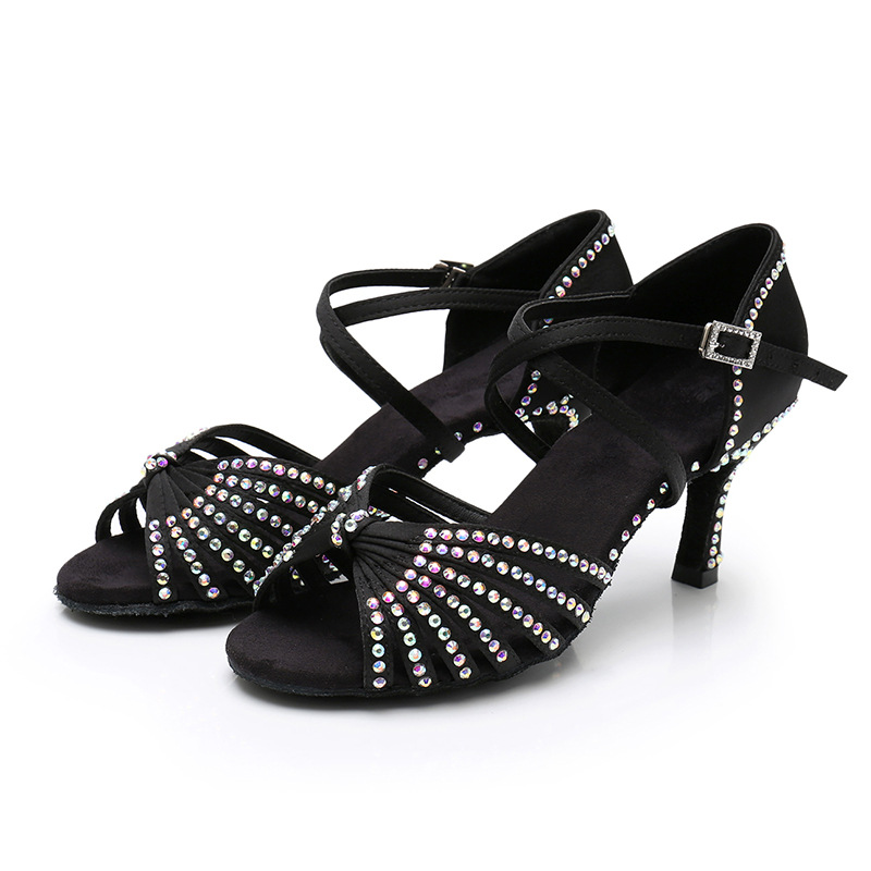 Picture of Adult Women's High-heeled Soft-soled Latin Dance Shoes Stage Performance Shoes Professional Ballroom Dance Shoes Latin Dance Shoes Performance
