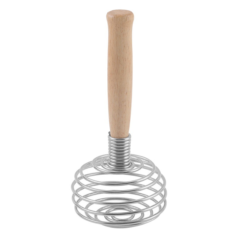 New spring coil egg mixer household round hair mixer stainless steel handle spherical manual egg beater