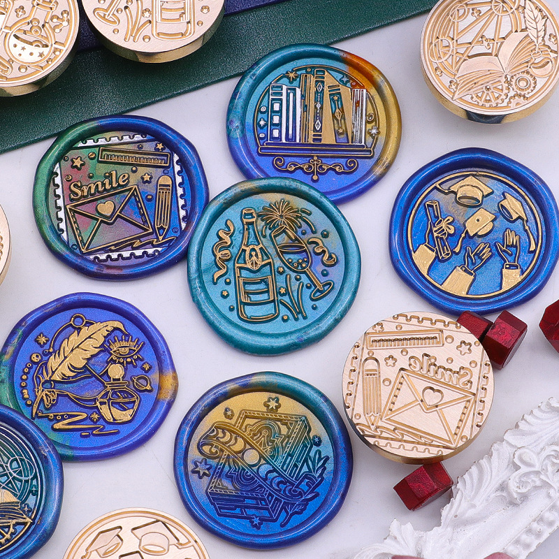 European color paint seal seal head graduation season series copper head envelope sealing wax ready-made finished pattern factory wholesale