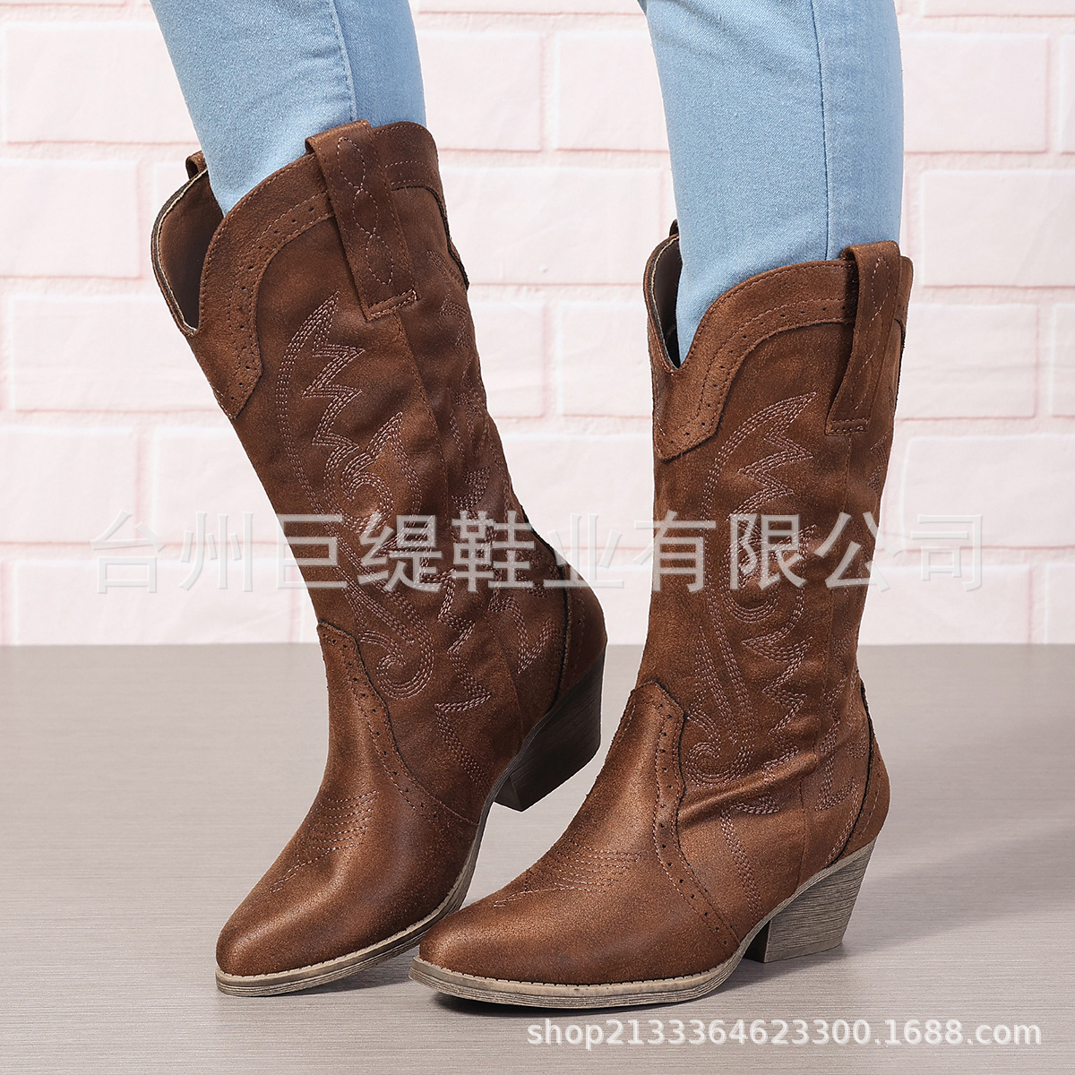 Juti foreign trade 2024 new pedal women's shoes Europe and the United States foreign trade boots low heel plus size women's leather boots