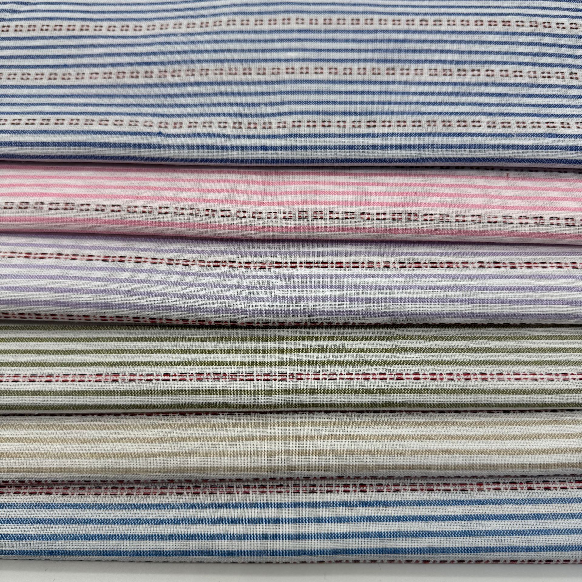 Yarn-Dyed Jacquard Imitation Linen Cotton Stripesd Women's Spring and Summer Shirt Dress Fashion Fabric Handmade DIY Fabric Ready Stock