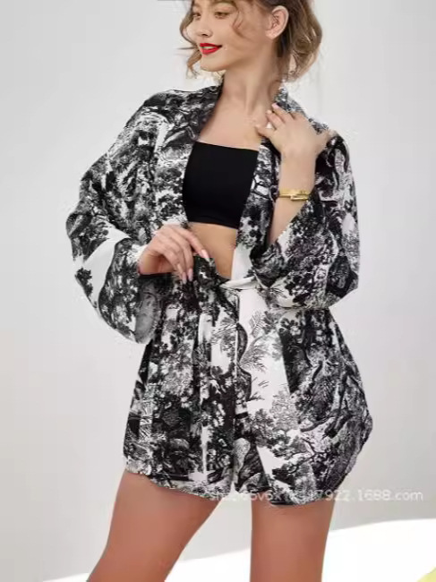 2025 European and American Cross-Border Amazon Export Women's Pure Color Suit Collar Jacket Fashionable Sports and Leisure Suit Two Pieces