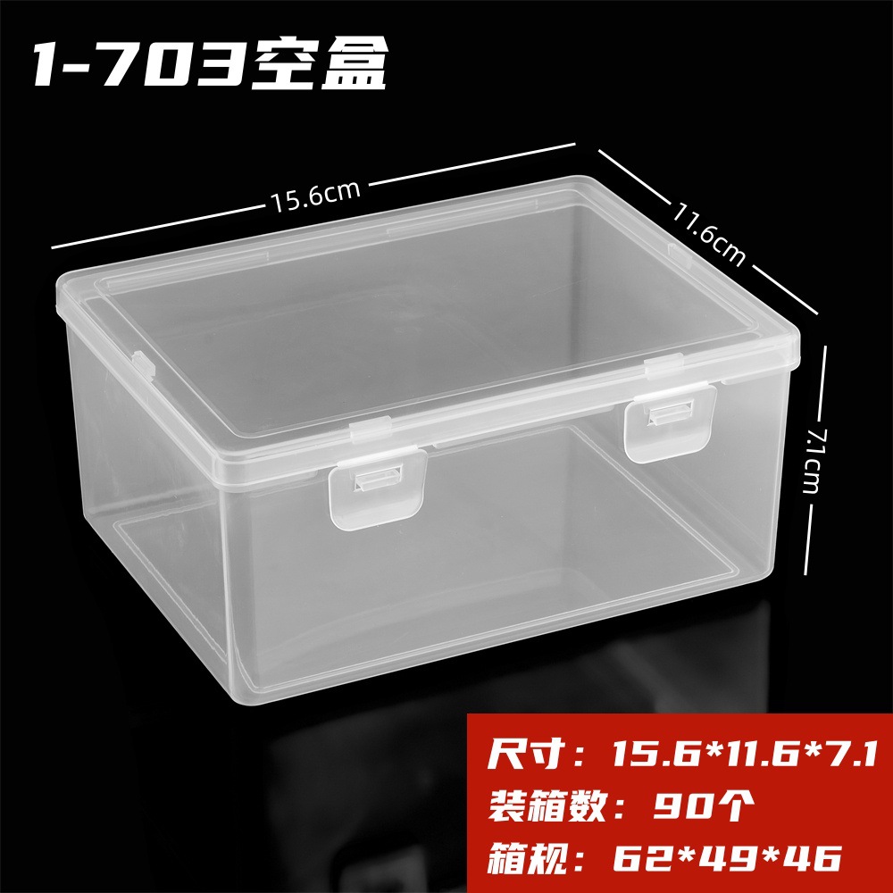 Picture of in stock Multi-size Square Buckle Cover Transparent PP Plastic Box Jewelry Packaging Small Box Flip Cover Parts Storage Box