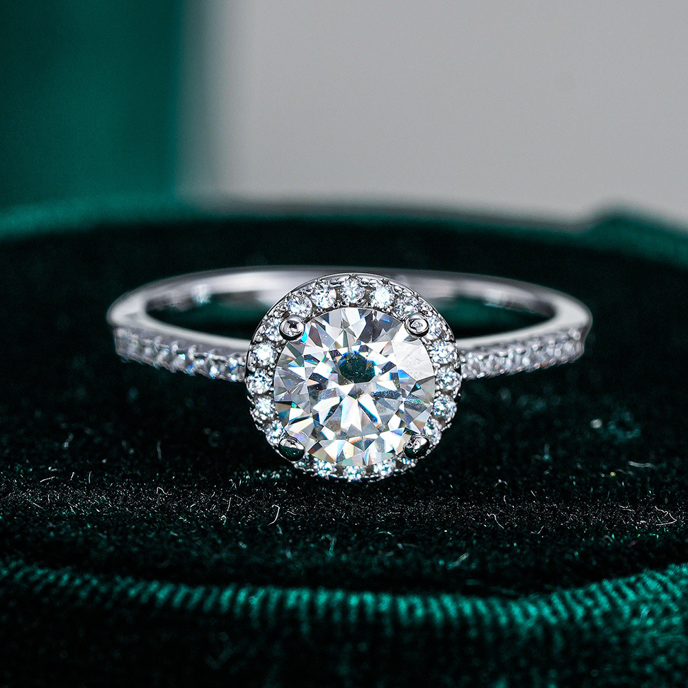 Picture of Moissanite ring s925 sterling silver ring 1 karat luxury round bag moisan women's factory cross-border exclusive