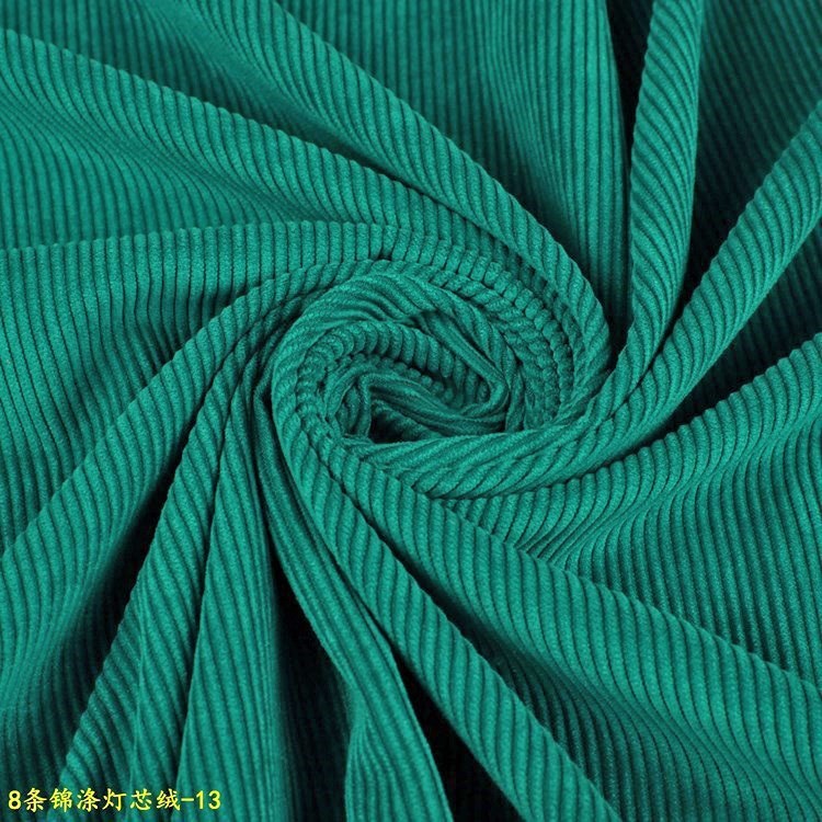In-Stock Wholesale from Manufacturer: 8 Pieces of Thickened Deep Green Corduroy Fabric Made of Nylon-Polyester Blend for Clothing and Shirts