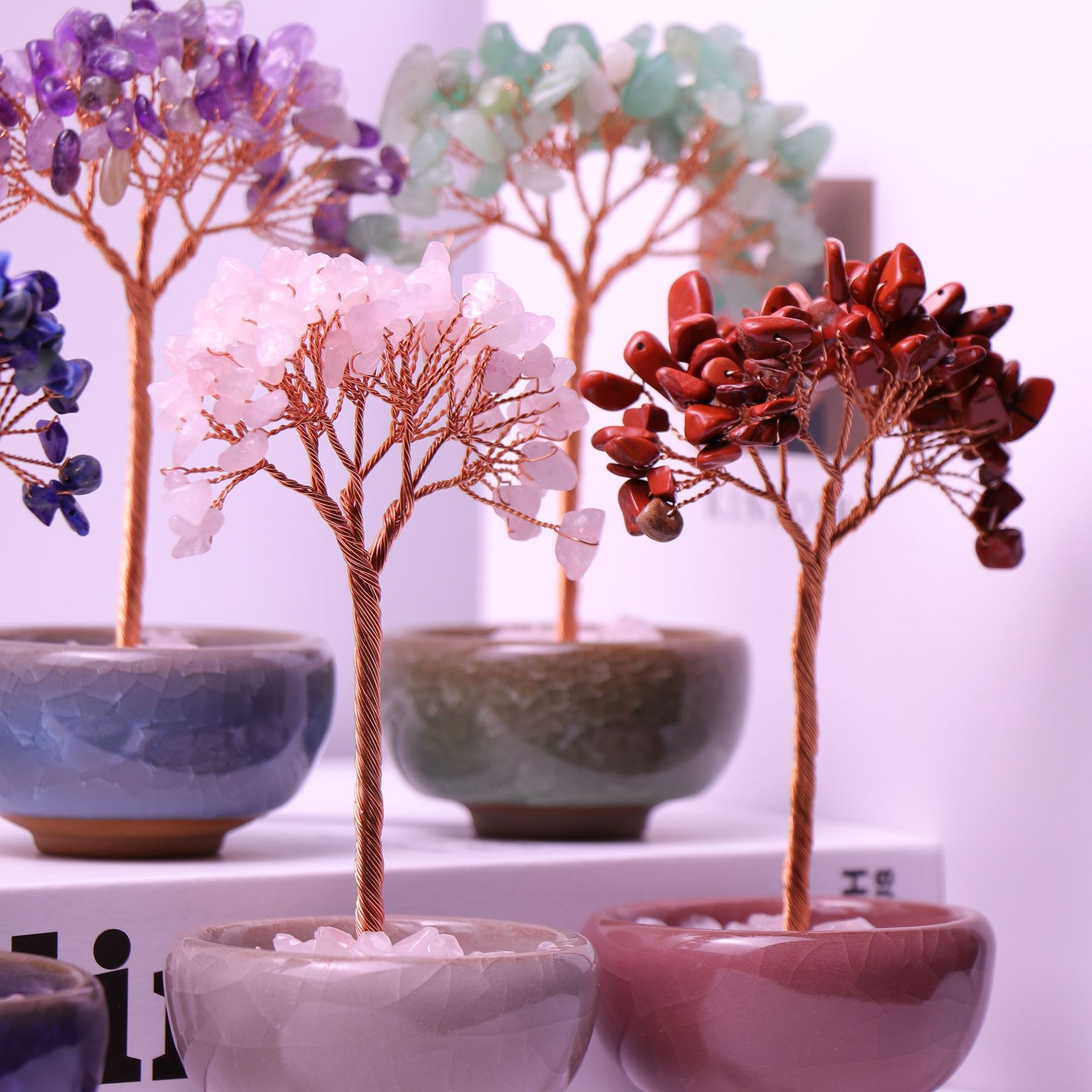 Picture of Cross-border Hot Sale Tea Cup Natural Crystal Tree Ornaments Desktop Ornaments Lucky Crystal Tree Potted Crystal Tree Desktop Ornaments