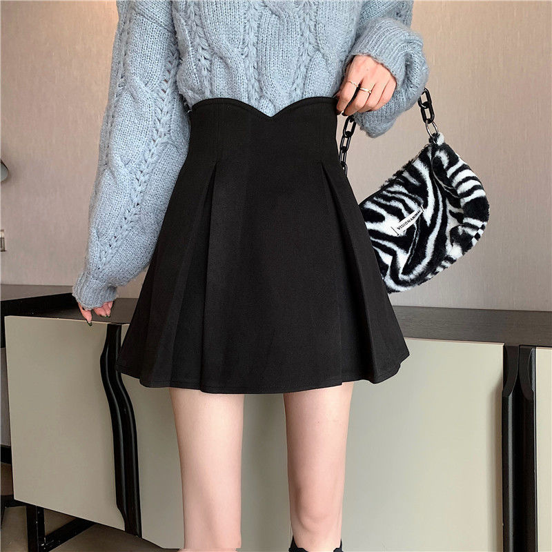 Black Pleated Skirt Women's 2024 Summer New Short Skirt High Waist plus size Anti-Dusk A- line Hip Skirt