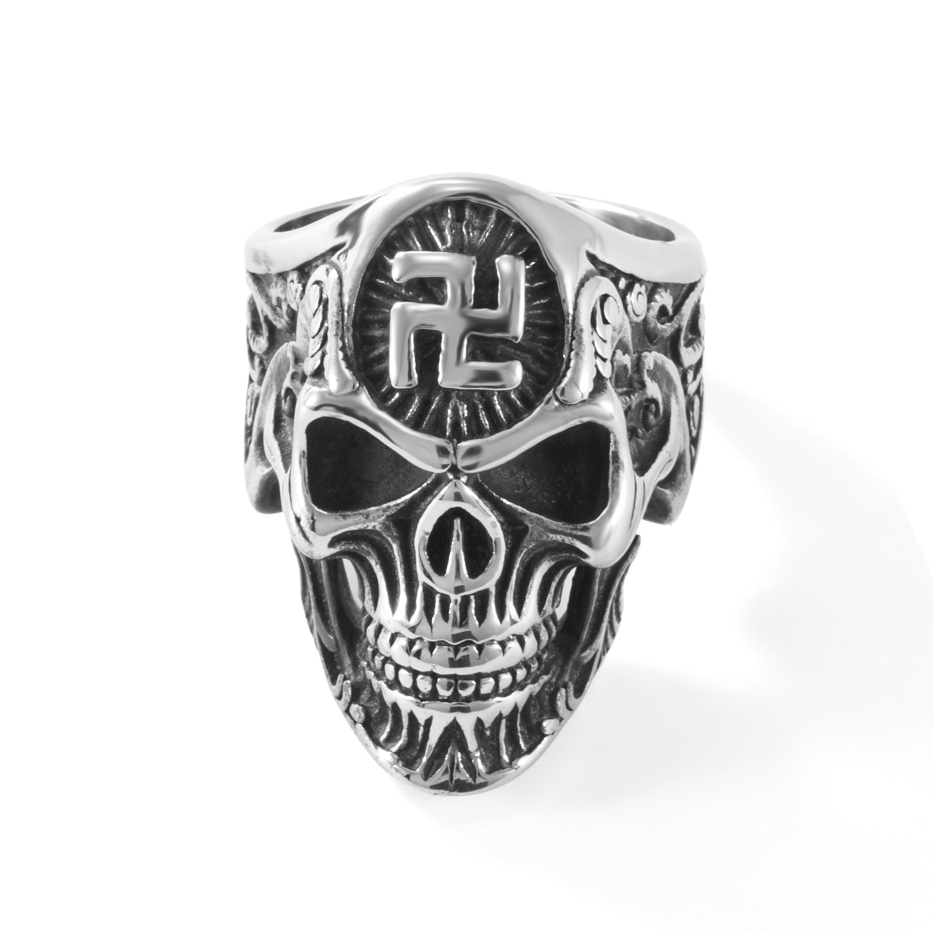 Skull Death Stainless Steel Ring Punk Ring Cross-Border European and American Men's Titanium Steel Glossy Hip-Hop Wholesale