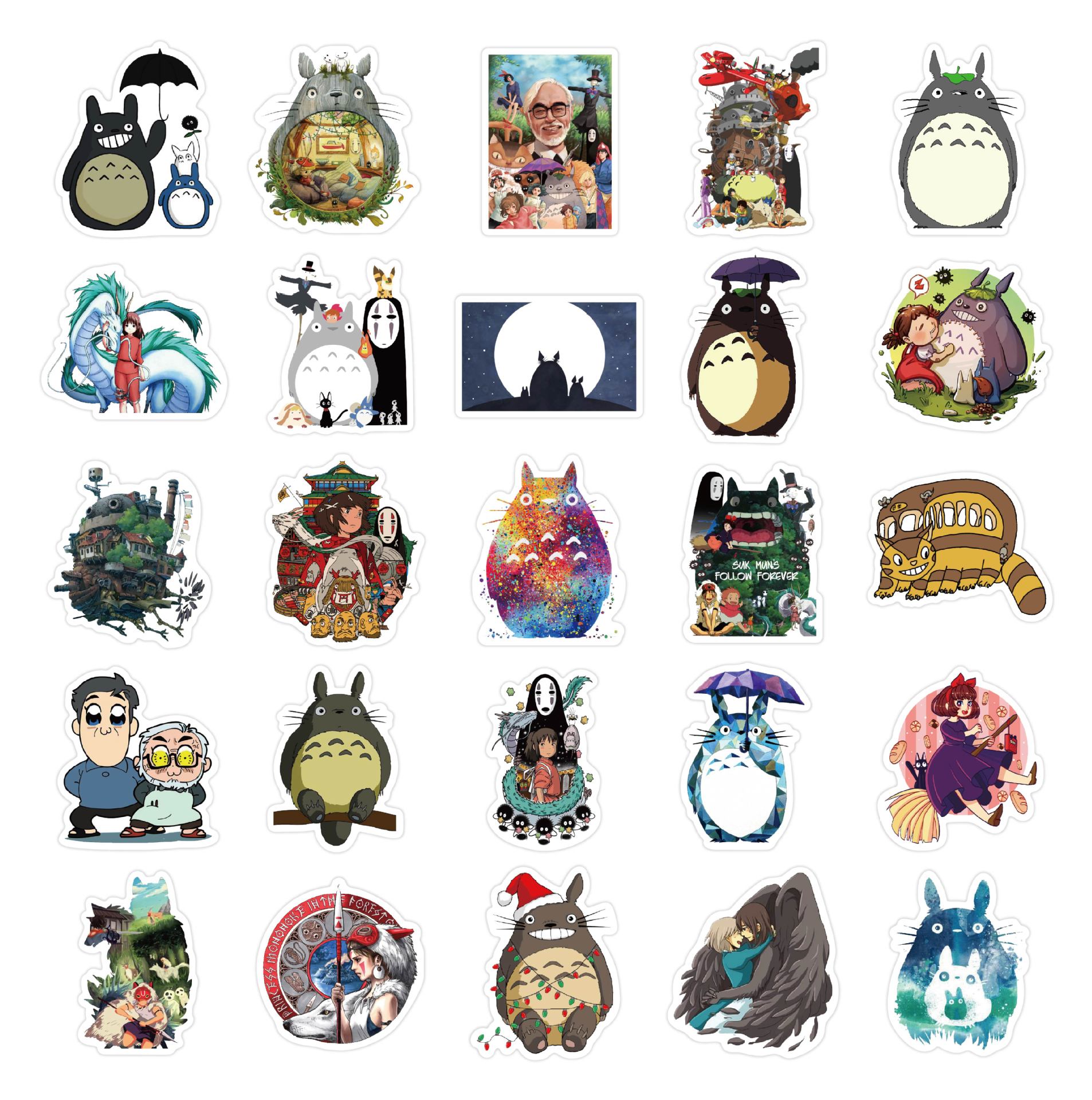 Picture of Japanese Anime Miyazaki Hayao Totoro Spirited Away 50 Stickers Suitcase Skateboard Water Cup Graffiti Waterproof Stickers Wholesale