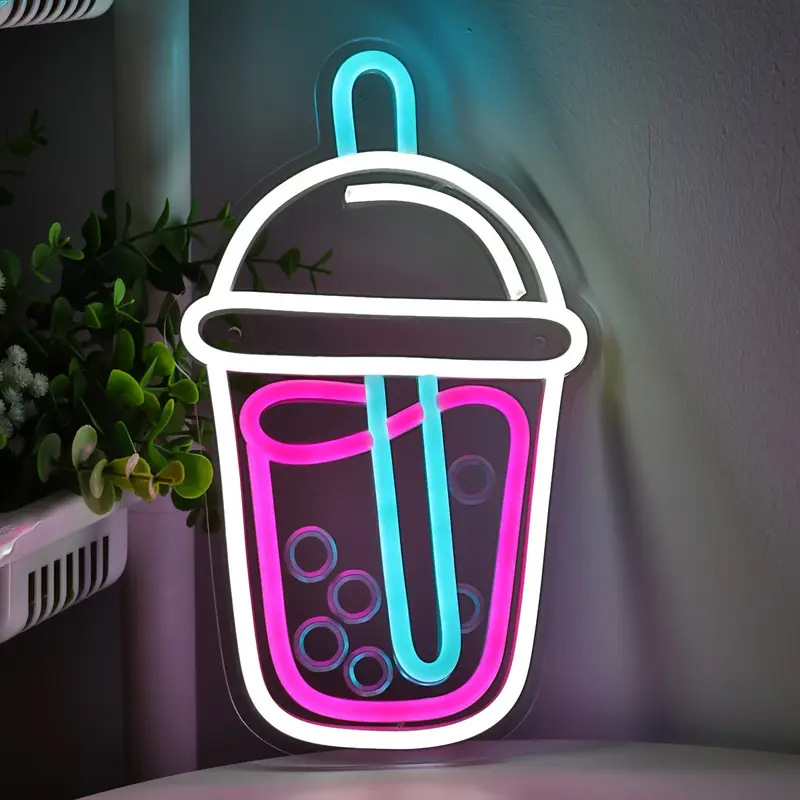 Picture of Baby Bottle Neon Light Cross-Border E-Commerce Label Sticker Luminous Light Sign with English Letter Pattern Decoration Hot Sale Cross-Border