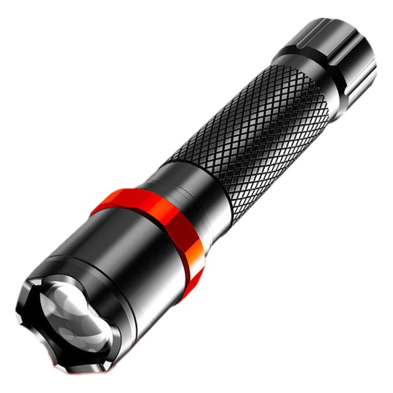 Strong light mini flashlight multi-function red circle flashlight rechargeable outdoor long-range telescopic zoom outdoor emergency light