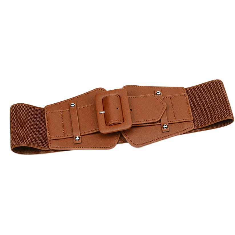 Women's Waist Seal Bag Buckle Elastic Belt All-match dress Coat Elastic Waist Seal Women's Decorative Thin Waist Elastic