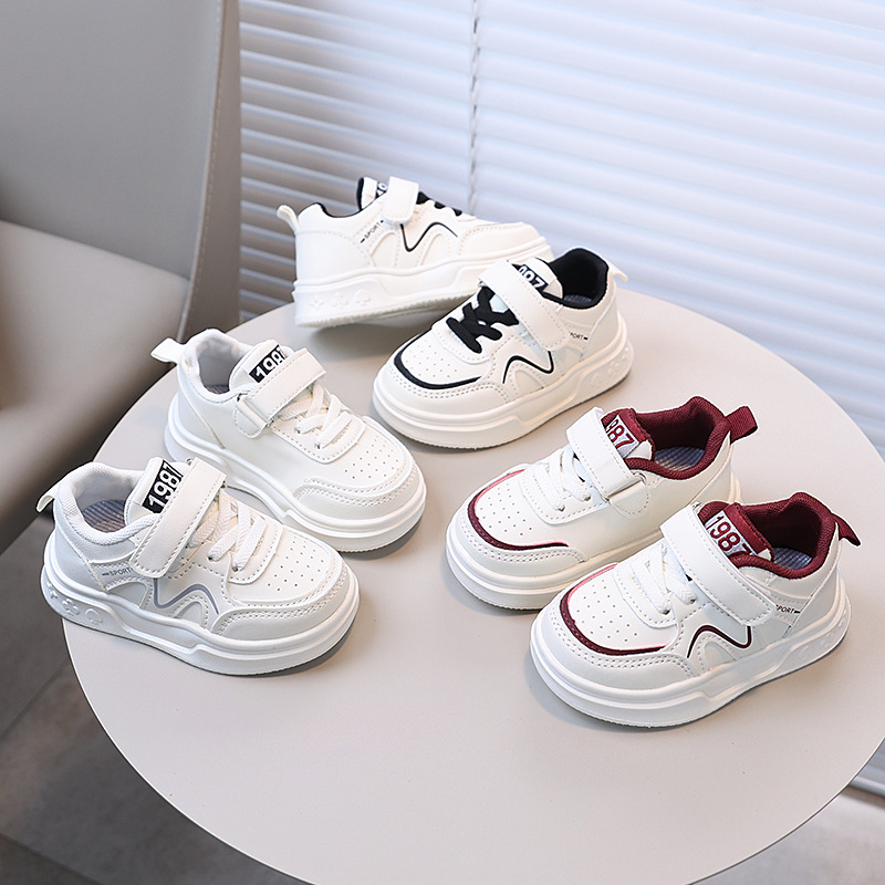 Spring 2025 New Children's Leather Shoes Boys sneaker Korean Style Soft-soled Girls White Shoes 1-6 Years Old