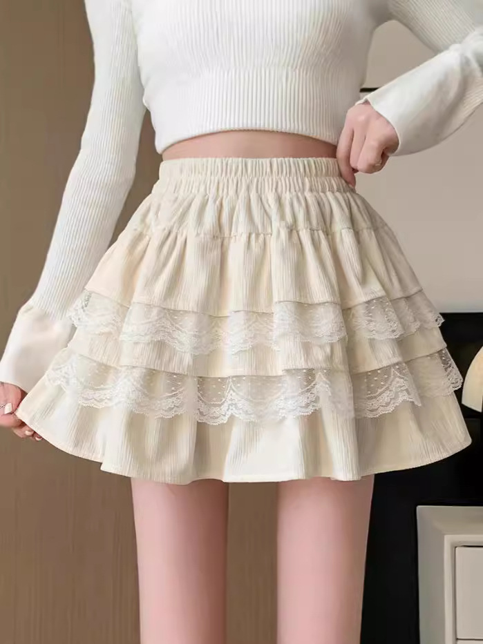 Puffy Skirt Women's Spring and Autumn 2024 New High Waist Slimming Elegant Spice Girl Little A- line Cake Skirt