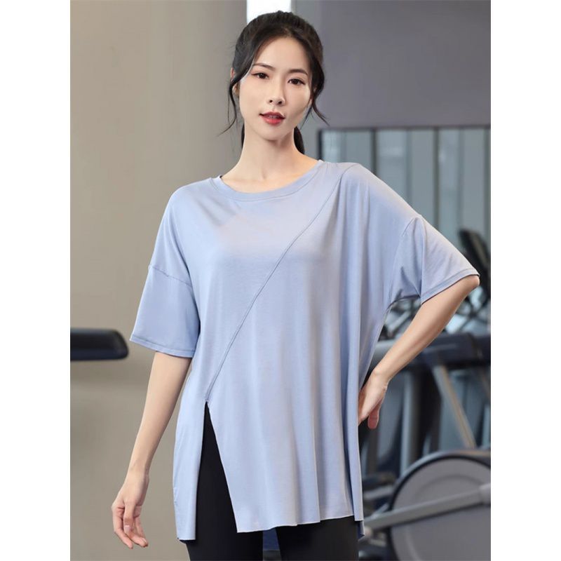 Picture of Cross-border Yoga Clothing Sports Loose Blouse Short-sleeved T-shirt Women's Summer New Loose Split Crewneck Pullover Trend