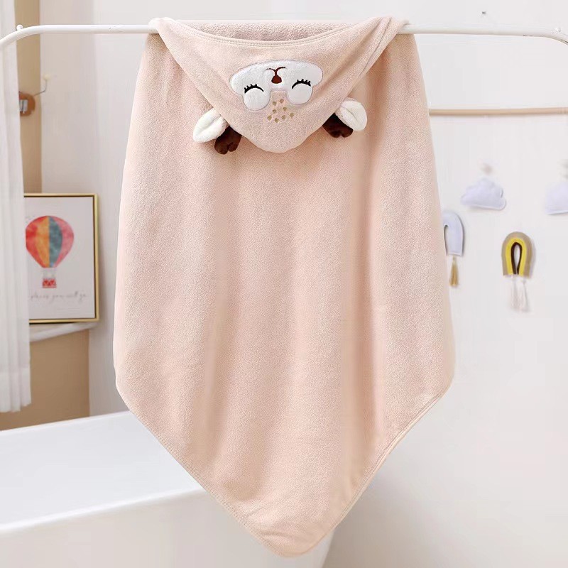 Picture of Coral fleece cartoon quilt children's hooded bath towel baby bag bath towel baby blanket soft absorbent bag single