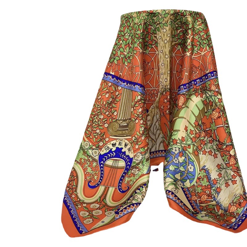 70cm Mulberry Silk Square Silk All-match Clothing Accessories Fashion Geometric Flower Scarf E-Commerce Entity Live