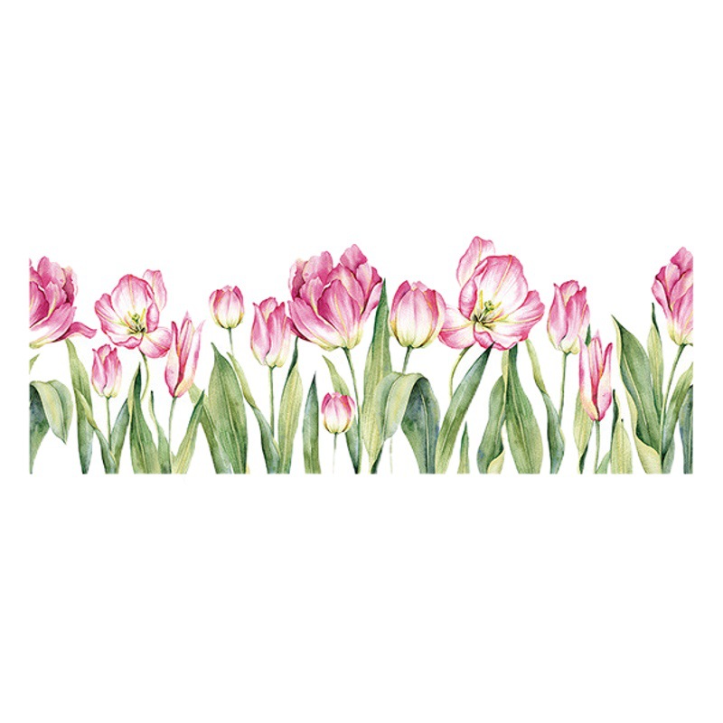 Colorful flower Flower tulip glass film electrostatic glass sticker transparent transparent decorative glass sticker film