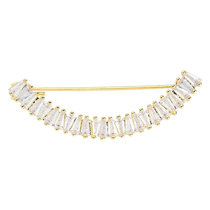 New Smile Exquisite Anti-running Light Small Brooch Simple All-match Crystal Glass Smiley Accessories Shirt Collar Pin