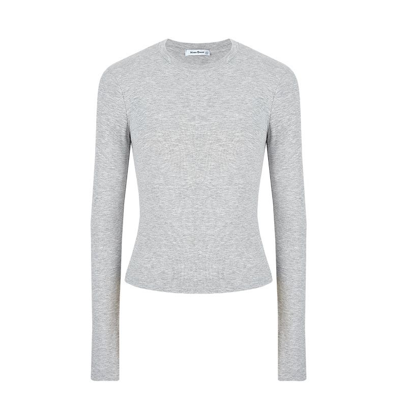Picture of Crew neck slimming long-sleeve T-shirt for women, versatile 2025 new Korean style hot girl outfit, base layer top, women's trend