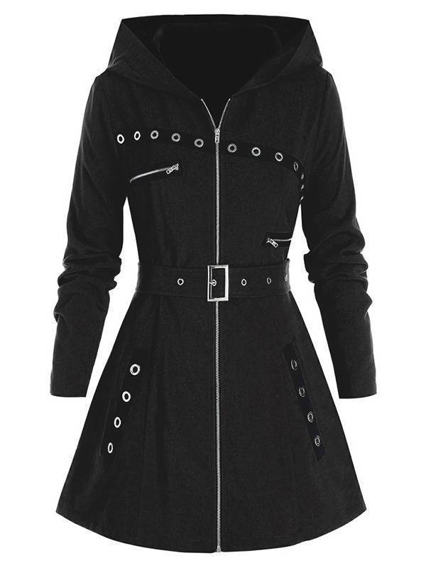 Picture of Elasticized Belt Design Original Coat Autumn and Winter Elegant European and American Fashion All-match Hooded Cross-border Explosion Long Sleeve Women's Style