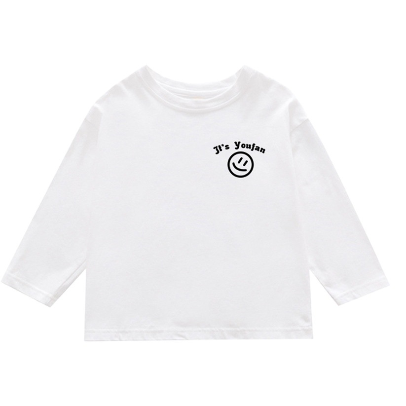 Pure Cotton Kidsren's T-Shirt Long-Sleeved Boys and Girls Clothing 2025 Cute Cartoon Animation Fun Kidsren's Bottoming Top Spring