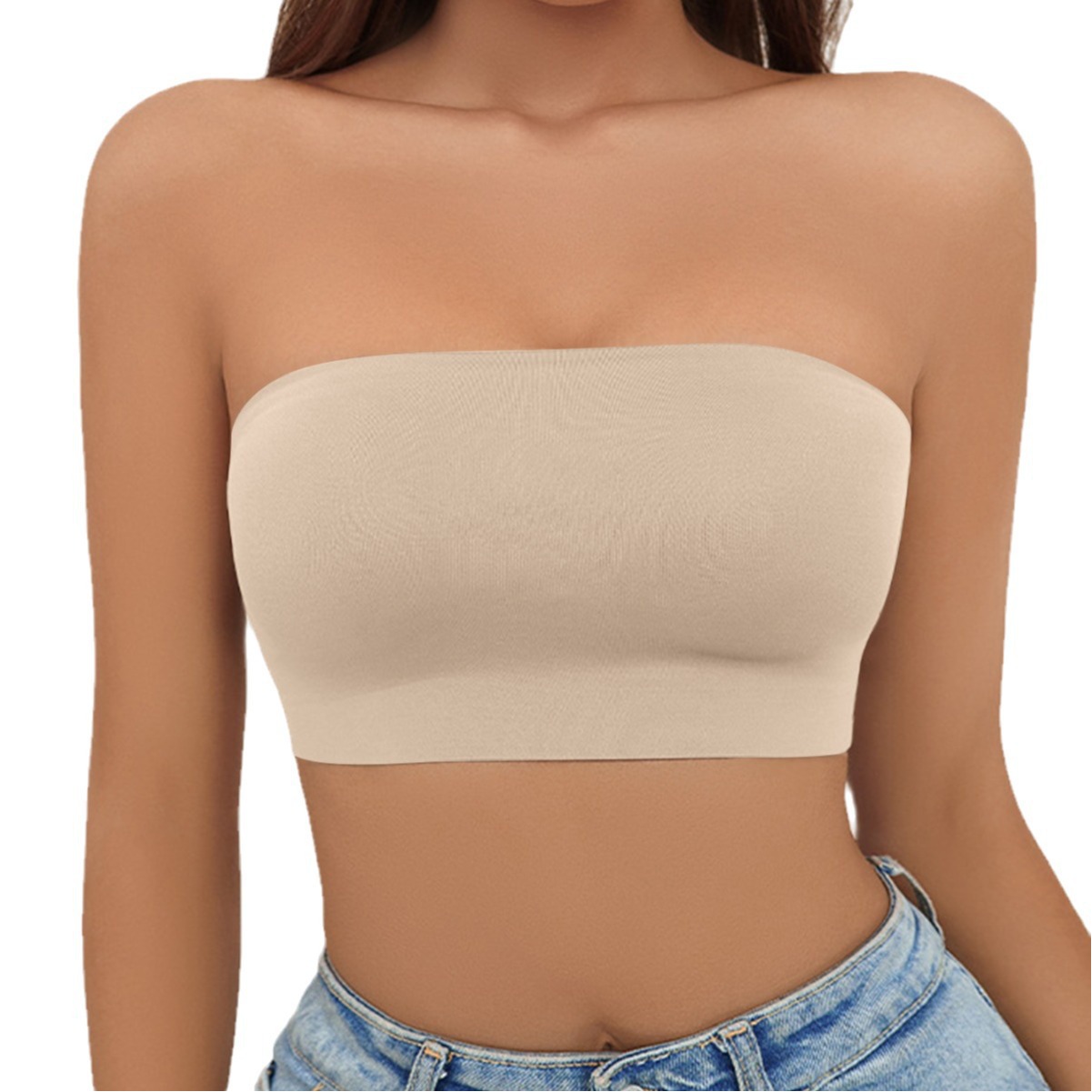 Strapless Underwear Summer Tube Top Non-Slip Design Seamless Ice Silk European and American Small Breast Push-Up Women's Bra