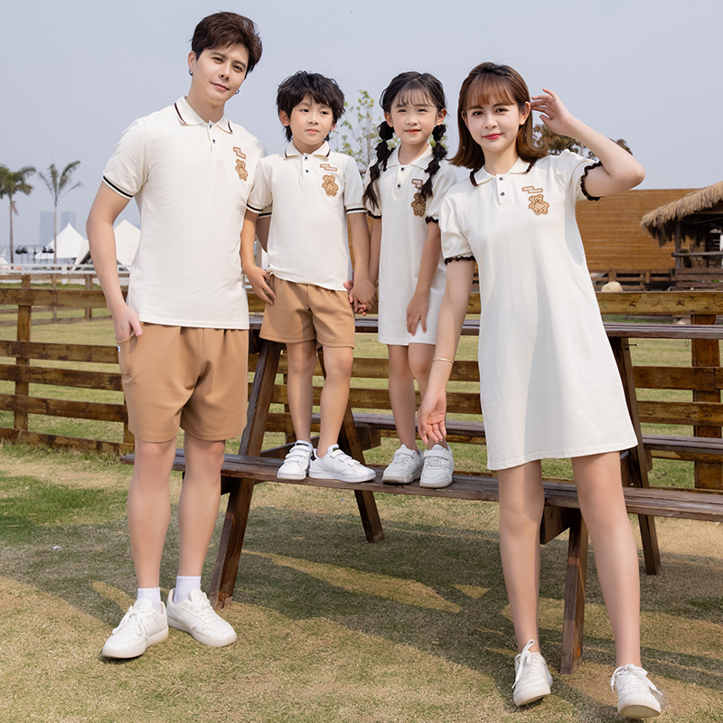 Picture of 2024 Summer Family Clothing New Polo Mother-Daughter Dress Family of Three and Four Short-Sleeved Suits Family Clothing