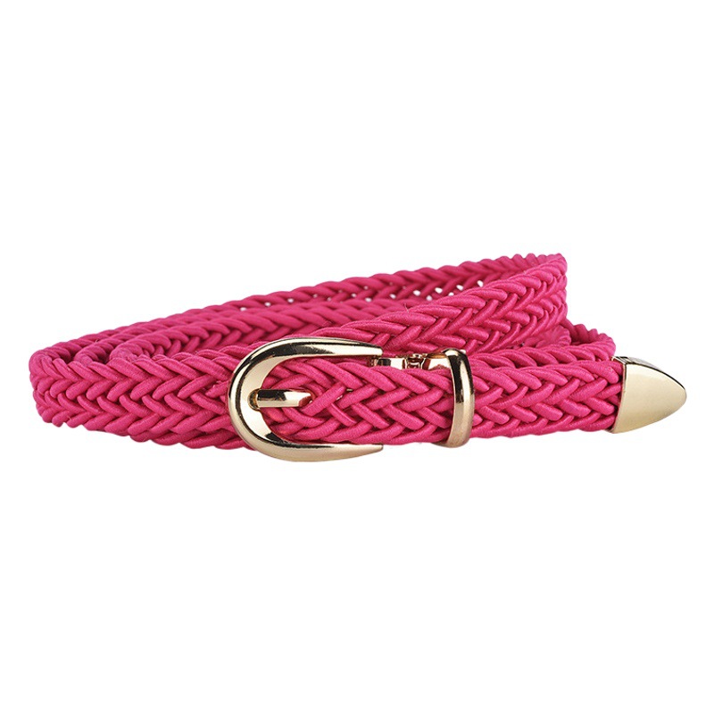 Korean Fashion Women's Thin Belt Woven Pin Buckle Detachable Candy Color Small Fresh Matchinging Dress Belt for Women