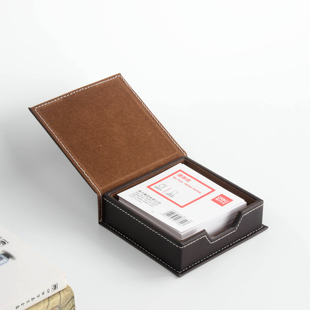 Picture of Business leather desktop sticky note storage box note box creative change key business card storage box office supplies