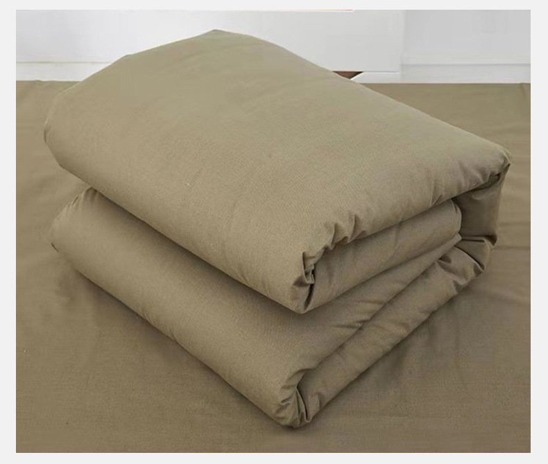 Picture of Military Green Hot Melt Quilt Construction Site Student Dormitory Military Training Labor Protection Single Bedding Winter Emergency Disaster Relief Hot Melt Quilt
