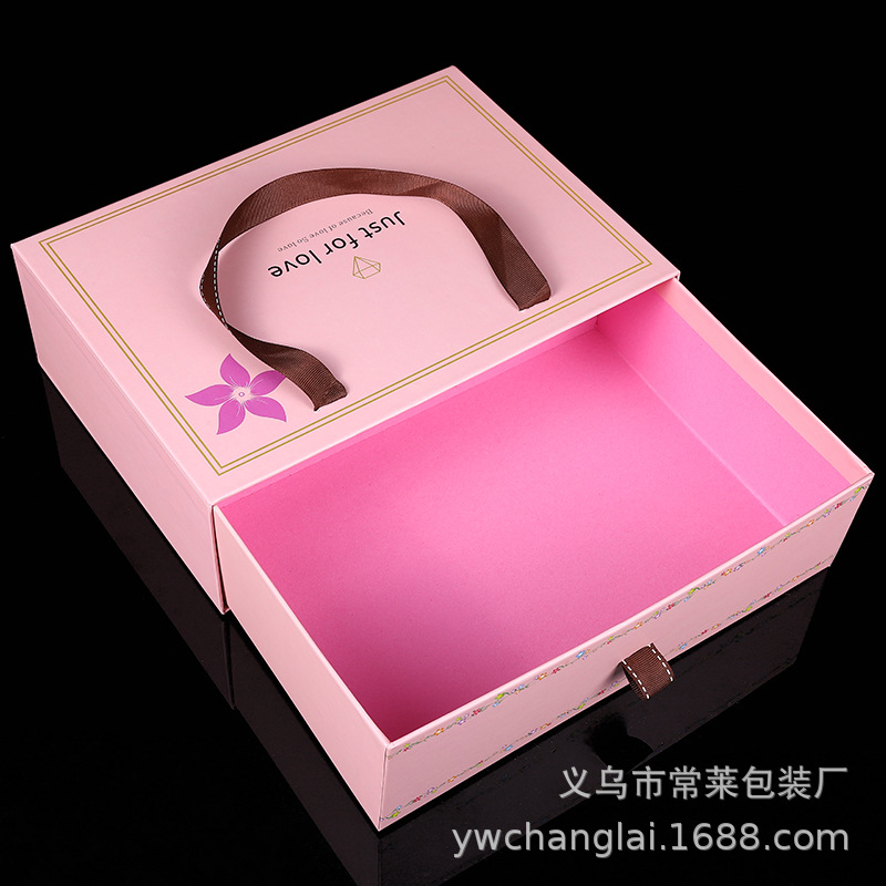 New Customized Simple Pink Printed Pull-Out Gift Box Accompanying Gift Box Packaging Box Empty Box High-End