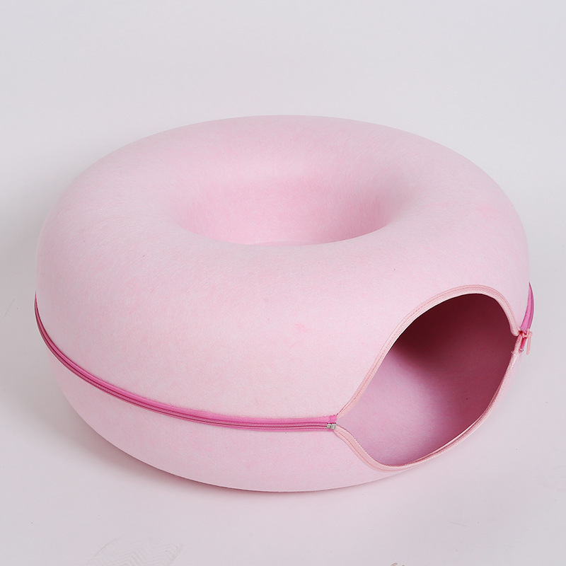 Picture of Removable felt board cat nest universal zipper tunnel summer donut cat sleeping wholesale felt toy