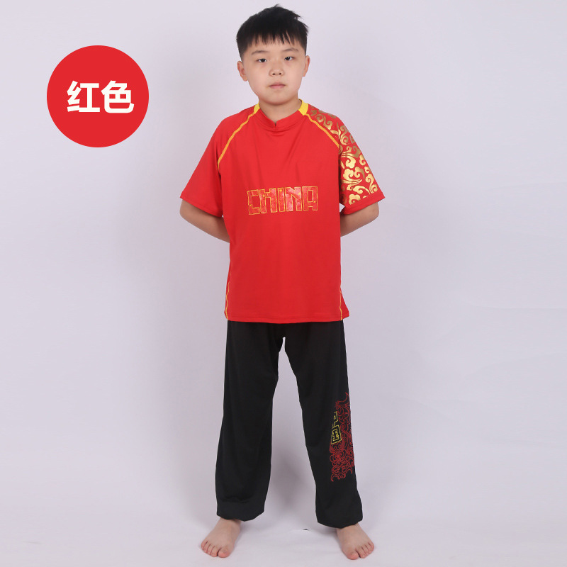 Picture of New Autumn and Winter Long Short-sleeved Crewneck High-elastic Sweat-wicking Chinese Red Martial Arts Suit Training and Competition Suit Logo Printing and Embroidery