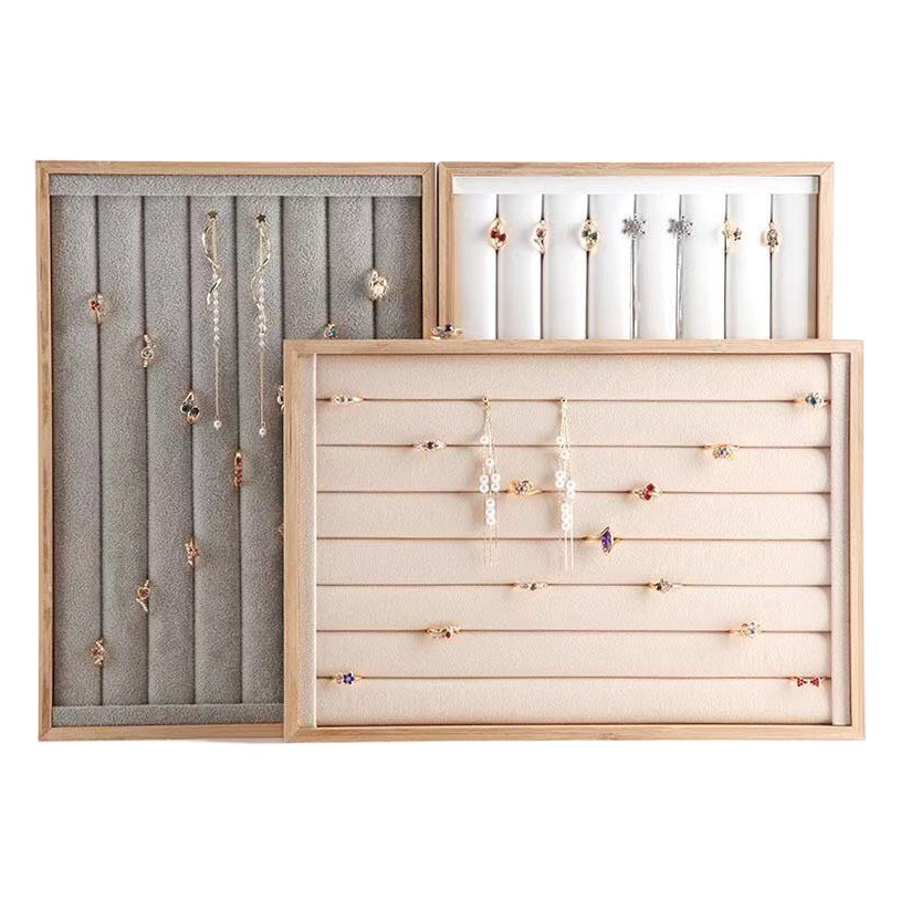 Bamboo and Wood Ring Earrings Display Plate Jewelry Hundred Ring Earrings Jewelry Tray Display Plate Counter Display